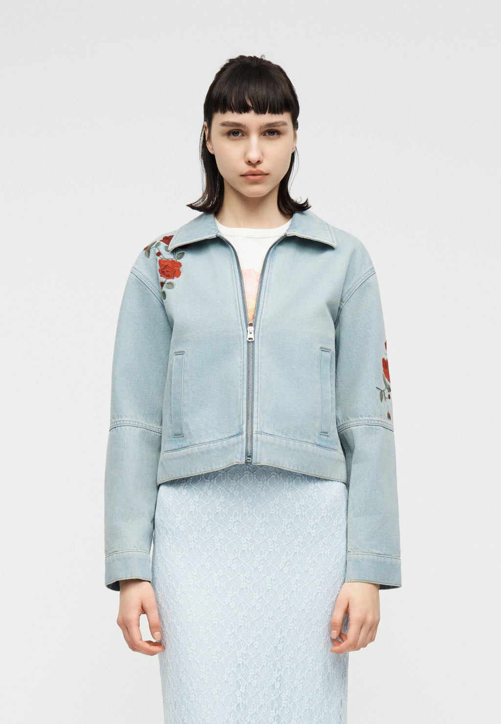 Abercrombie & Fitch ZIP FRONT JACKET ROSETTE EMBRIODERY