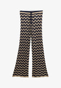 Superdry & Co ZIGZAG WIDE - Trousers - navy gold zigzag