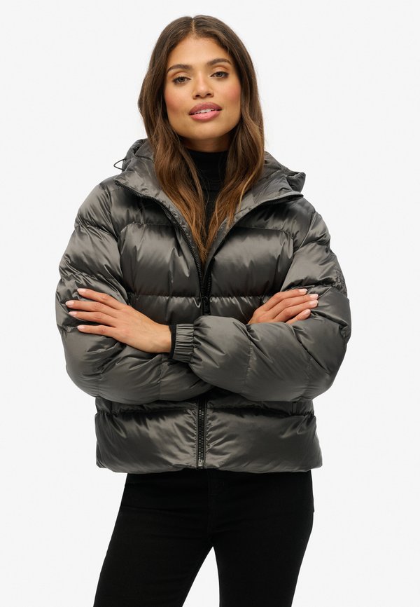 Superdry & Co HOODED LUXE PUFFER - Winter jacket - black sheen