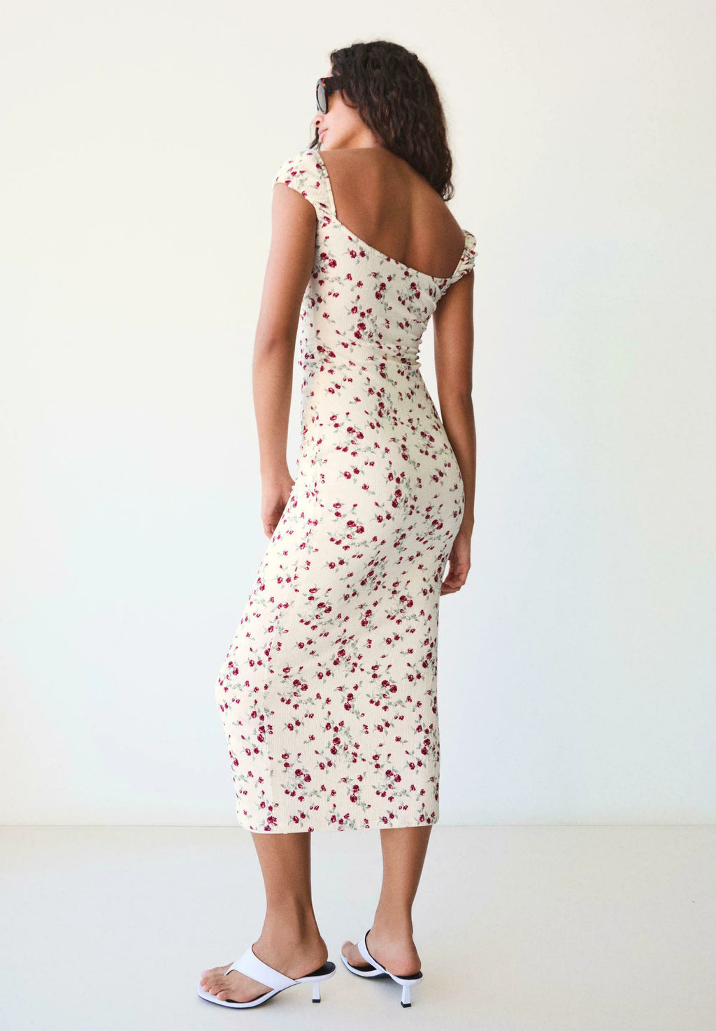 Bershka LACE CRINKLE MIDI DRESS