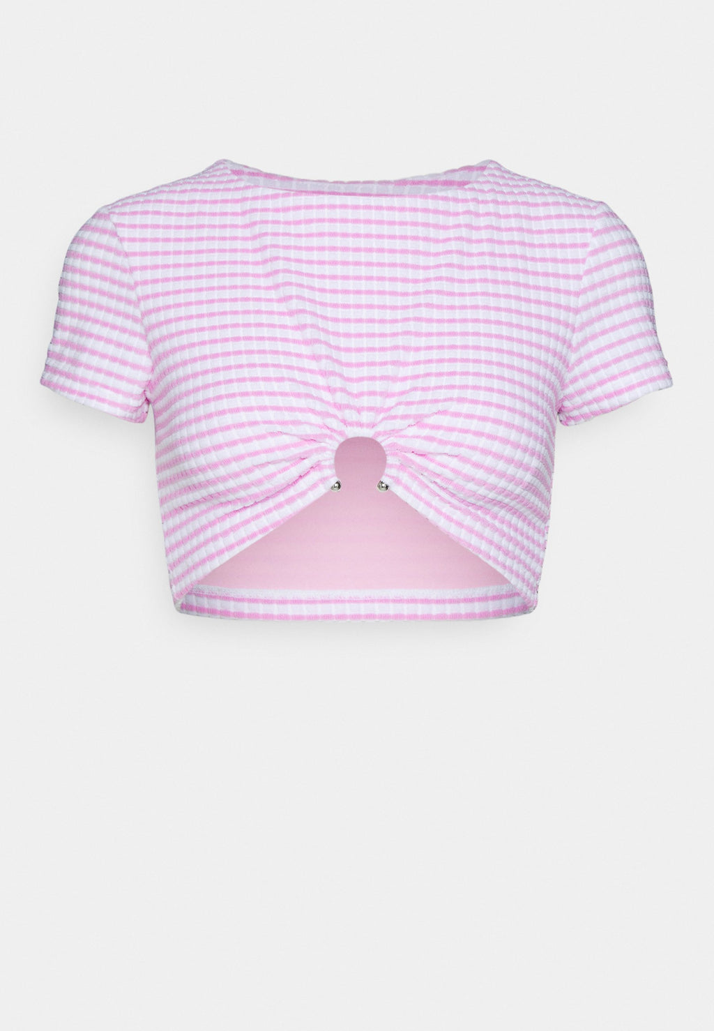 SORRENTO STRIPE SHORT SLEEVE RING CROP TOP Media 1