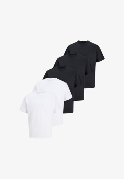 Jack & Jones JACK & JONES 5PACK - Basic T-shirt - schwarz weiß