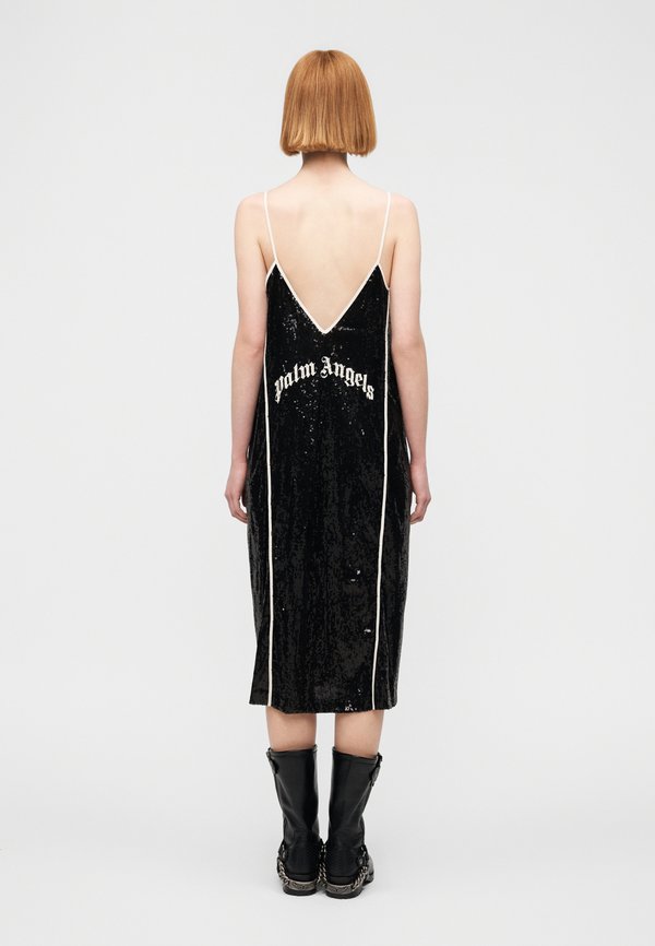 Palm Angels CURVED LOGO SEQUIN SLIP DRESS