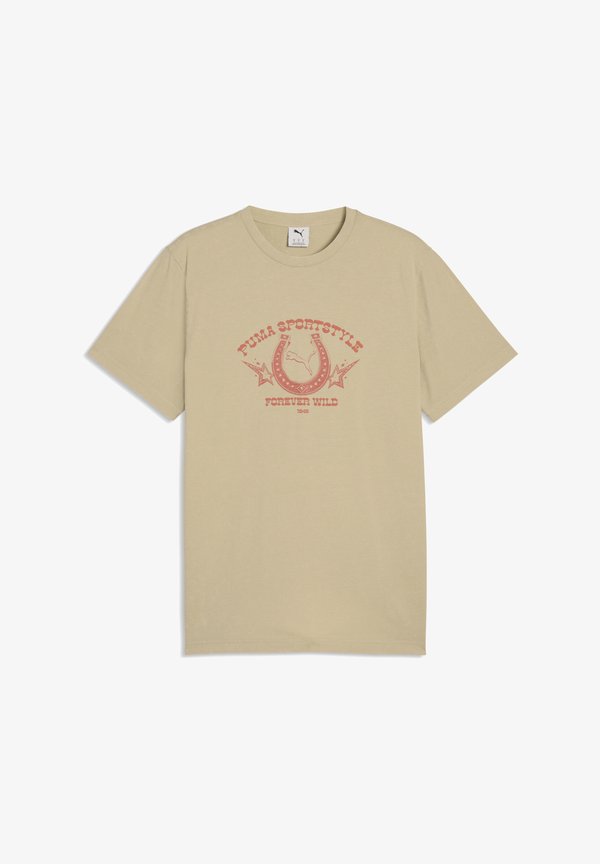 Puma GRAPHIC RETRO WASHED T-SHIRT - Print T-shirt - pebble gray