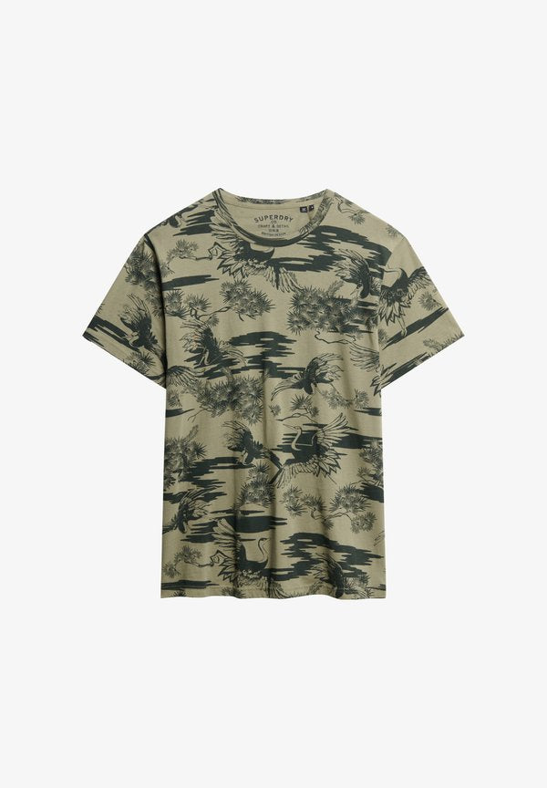 Superdry & Co CLASSIC ESSENTIAL - Print T-shirt - pine crane khaki
