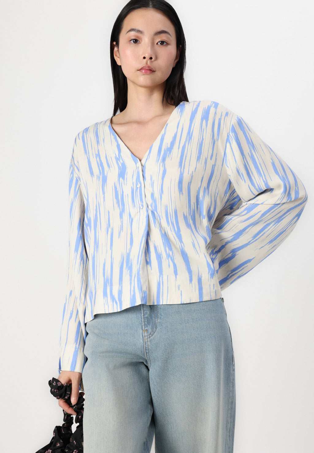 Selected Long sleeved printed viscose