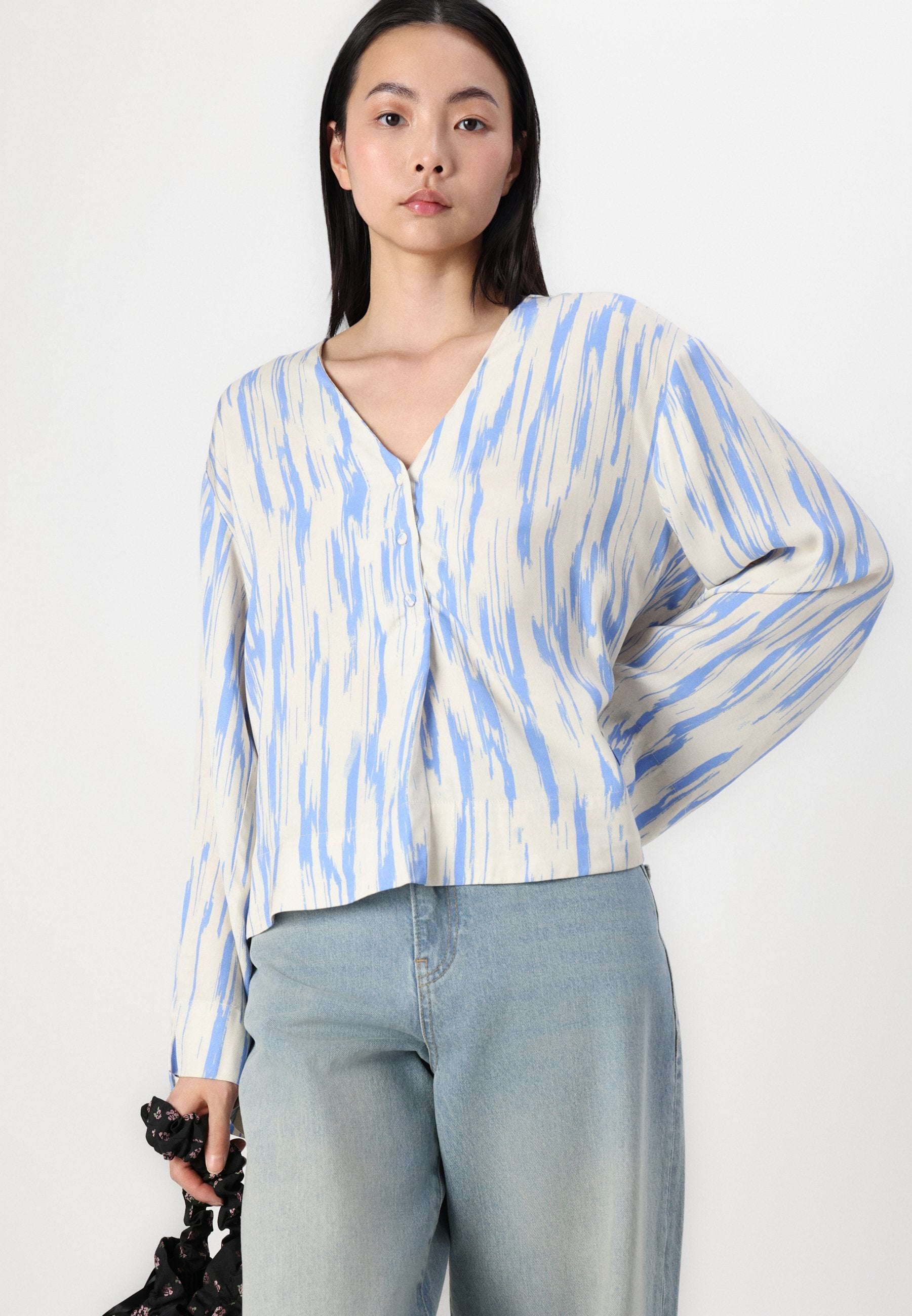 Selected Long sleeved printed viscose