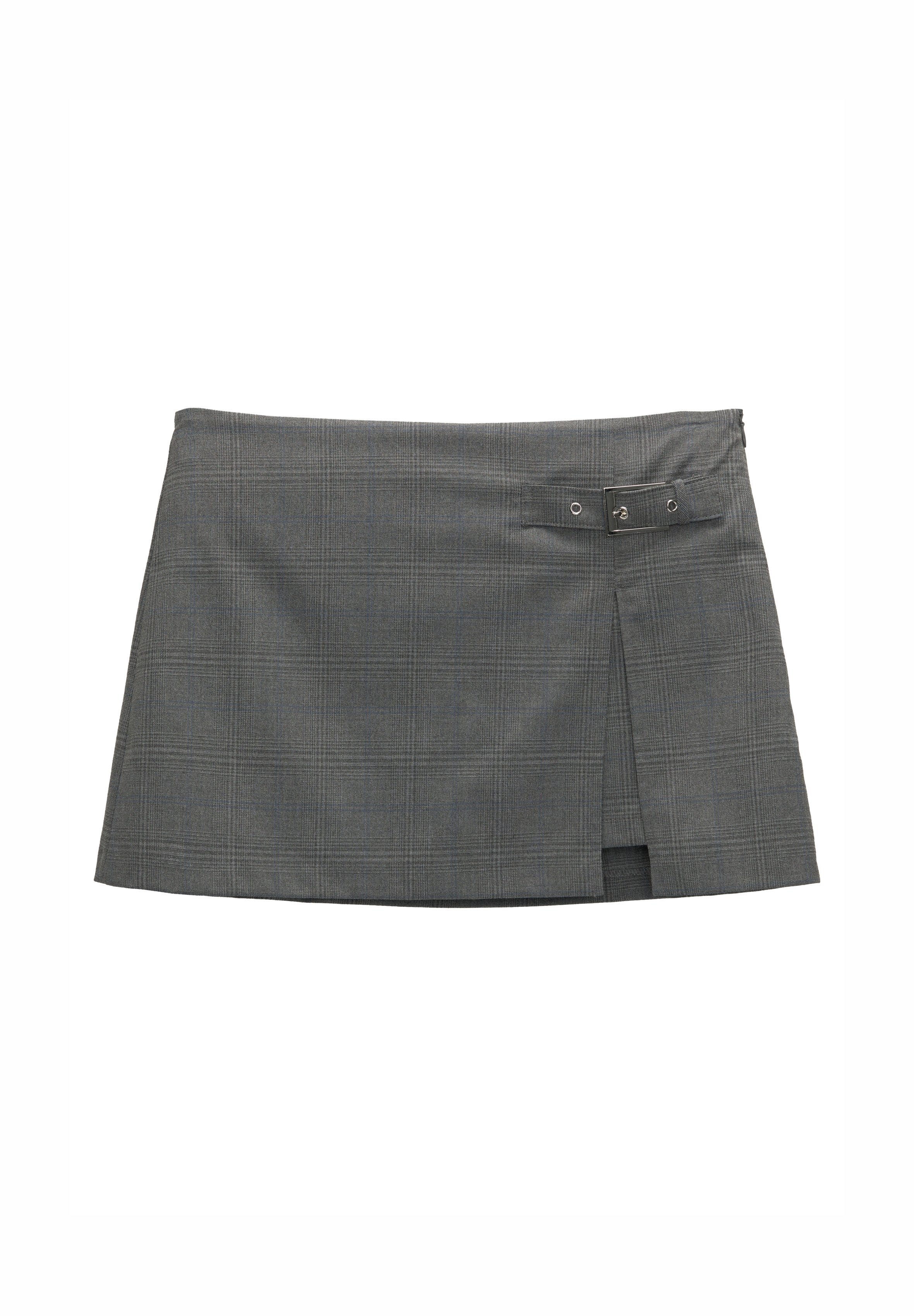 PULL&BEAR CHECK WITH BUCKLE - SKORT