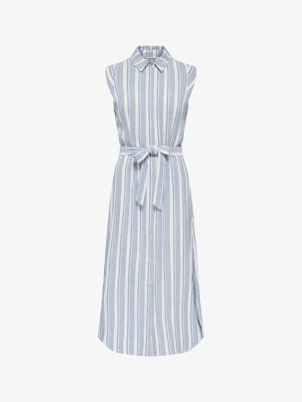ONLY ONLGOA Linen Long - Shirt dress - coronet blue