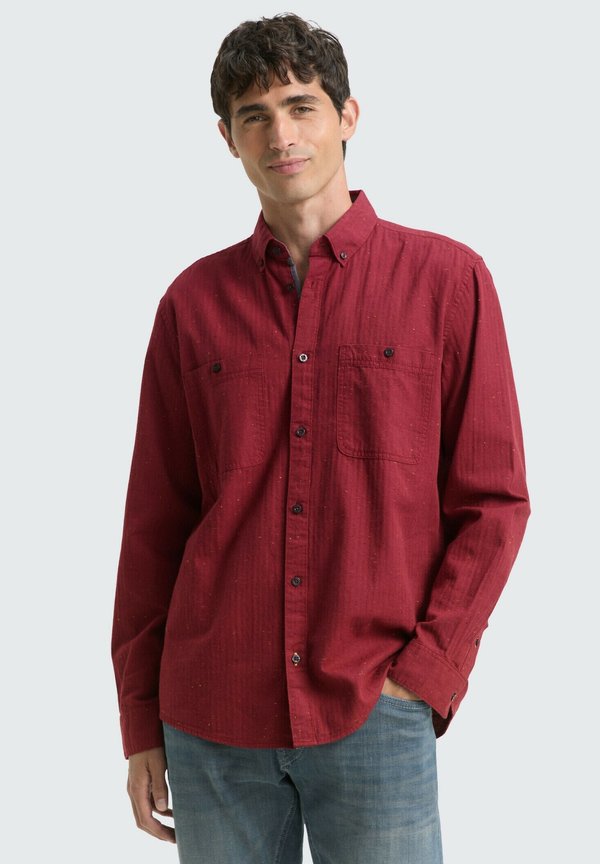 TOM TAILOR REGULAR FIT IN MELANGE-OPTIK - Shirt - red nep structure