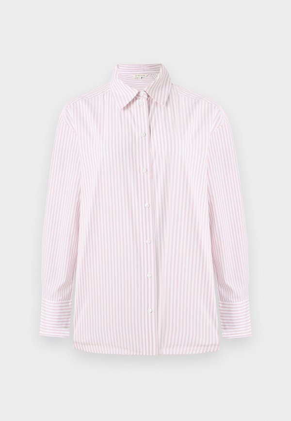 TOM TAILOR BLOUSE SHIRT - Button-down blouse - mid pink/white