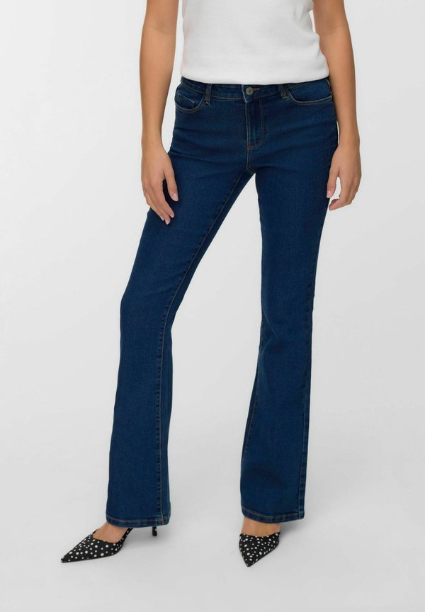 Vero Moda Flared fit VMELLY Mid rise - Bootcut jeans - dark blue denim