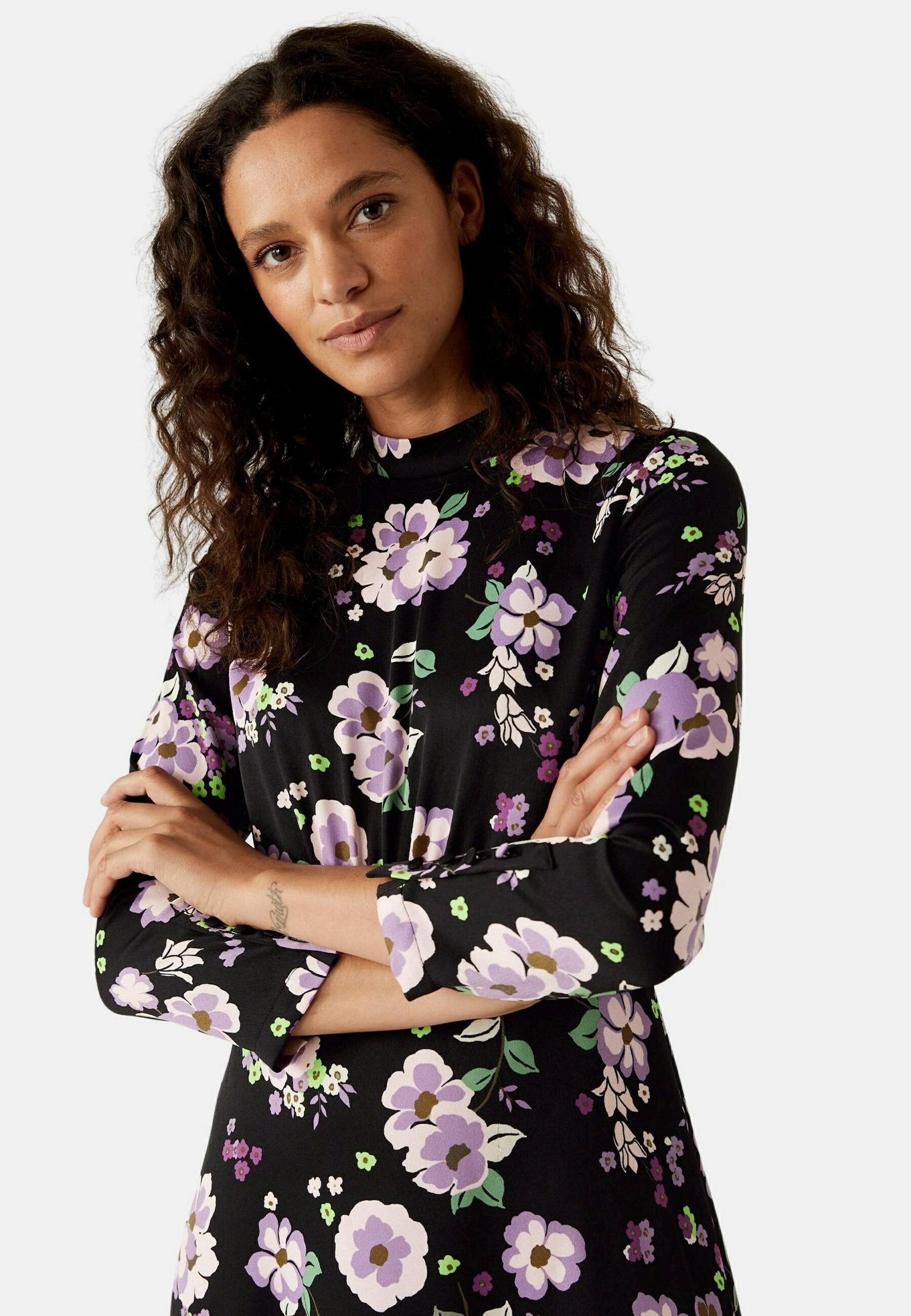 Marks & Spencer SATIN FLORAL BUTTON DETAIL MIDI