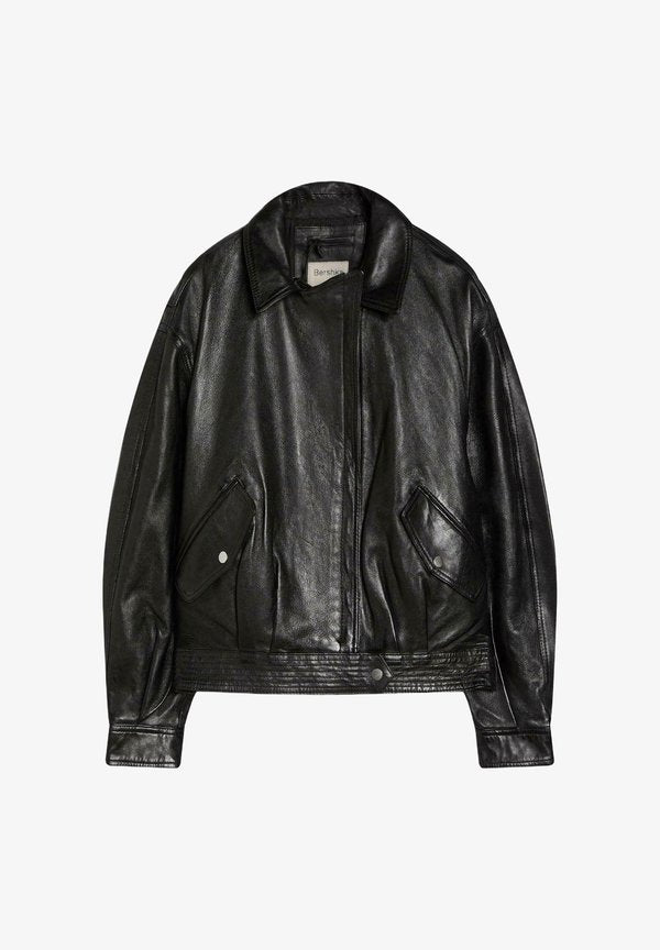 Bershka Leather jacket - black