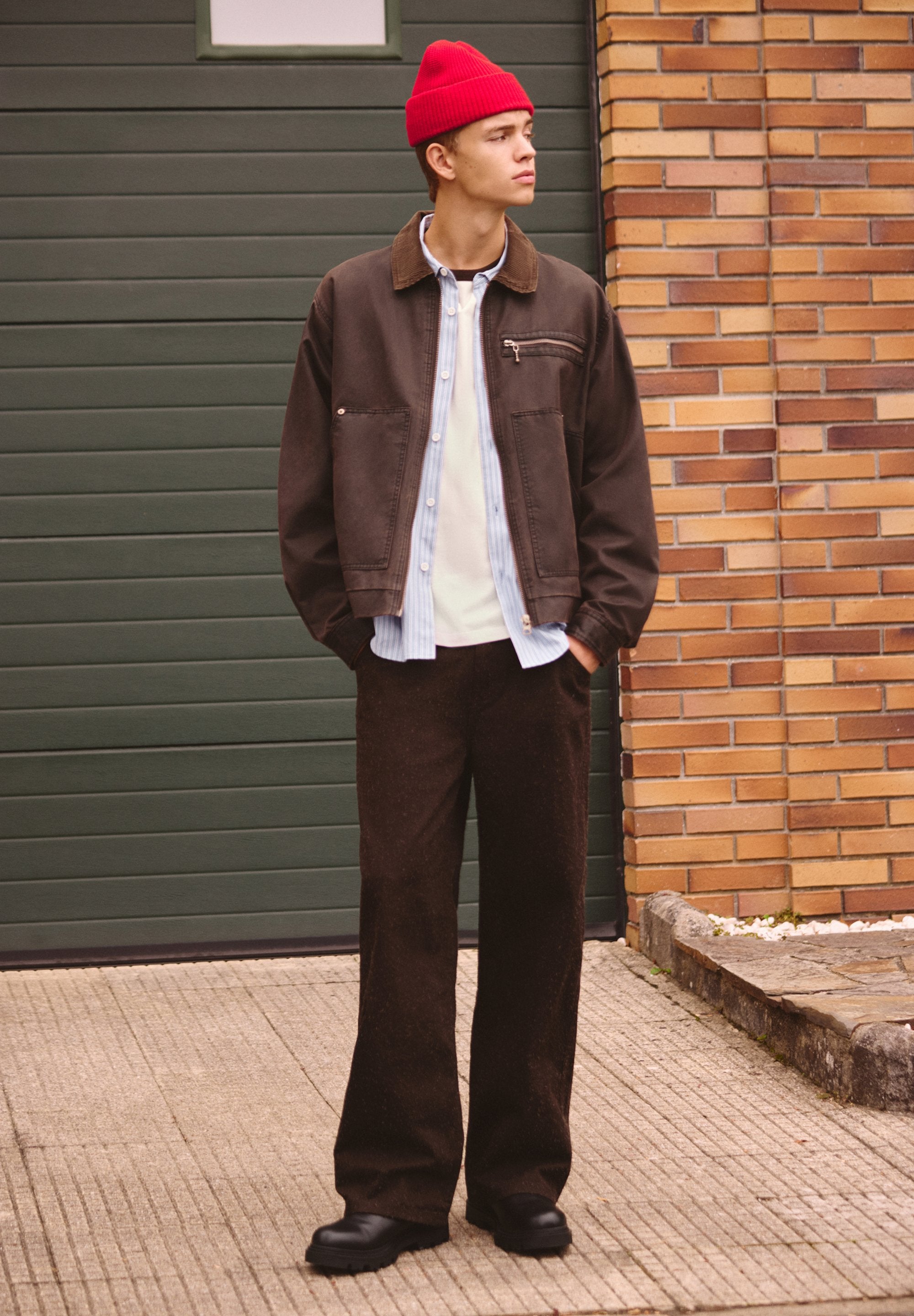 PULL&BEAR TEXTURED STRAIGHT-LEG