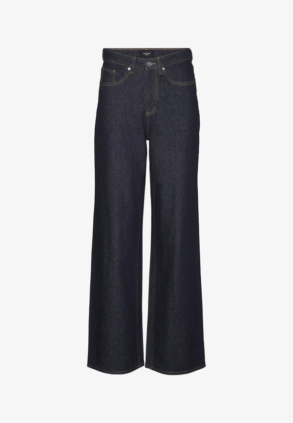 Vero Moda Wide-fit VMTESSA High rise Wide Leg Fit - Wide Leg - dark blue denim detail rinse