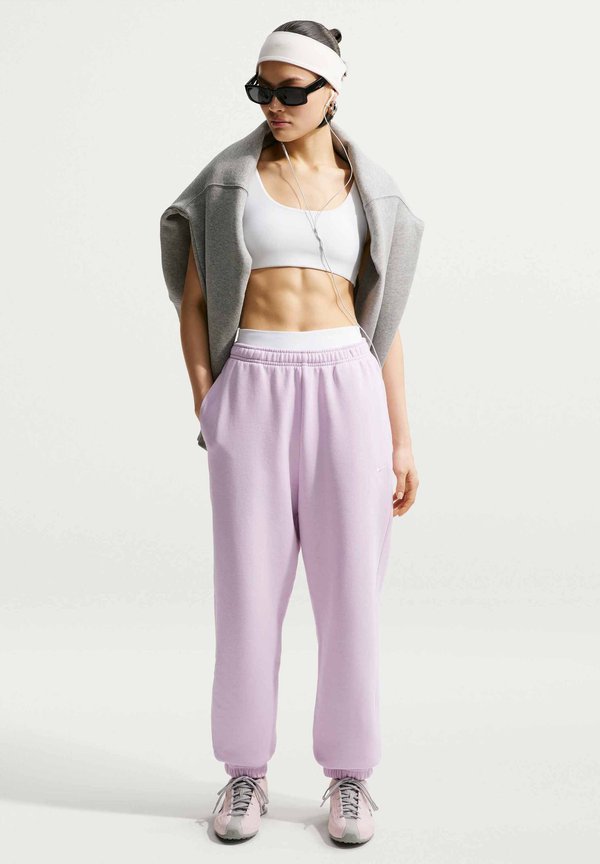 Nike Sportswear W NK STDO FLC MW HR OS CFF PNT - Tracksuit bottoms - bleached lilac/sail