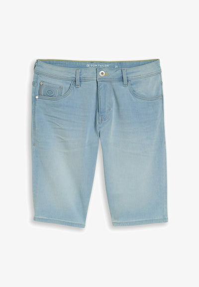 TOM TAILOR TTJOSH REGULAR SLIM FIT - Denim shorts - light stone bright blue denim
