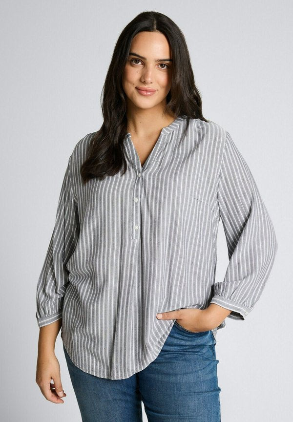 TOM TAILOR PLUS SIZE - STREIFENMUSTER - Blouse - navy white stripe