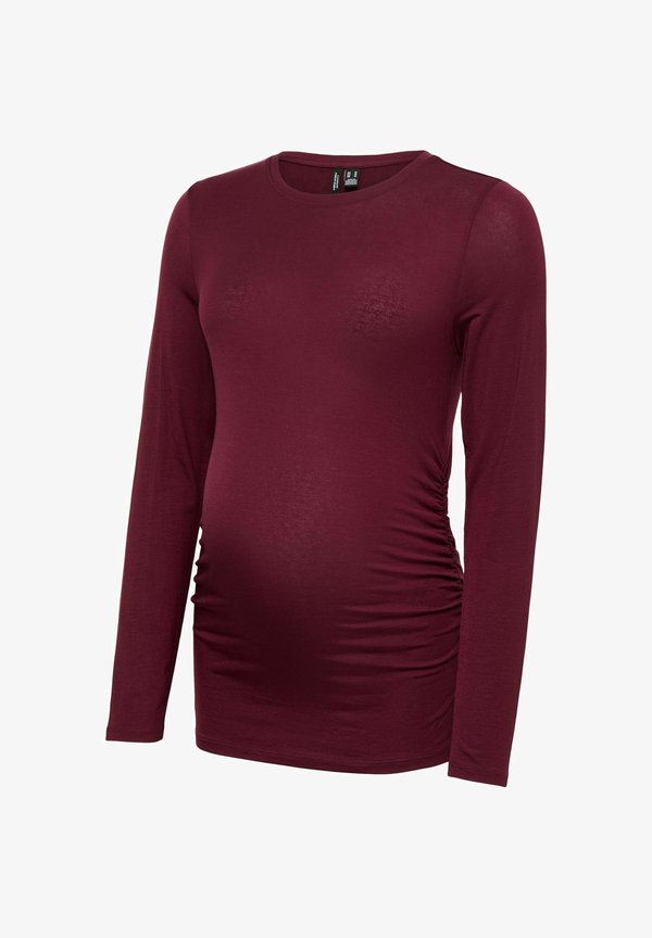 Vero Moda TOP REGULAR FIT ROUND NECK T-SHIRT - Long sleeved top - windsor wine