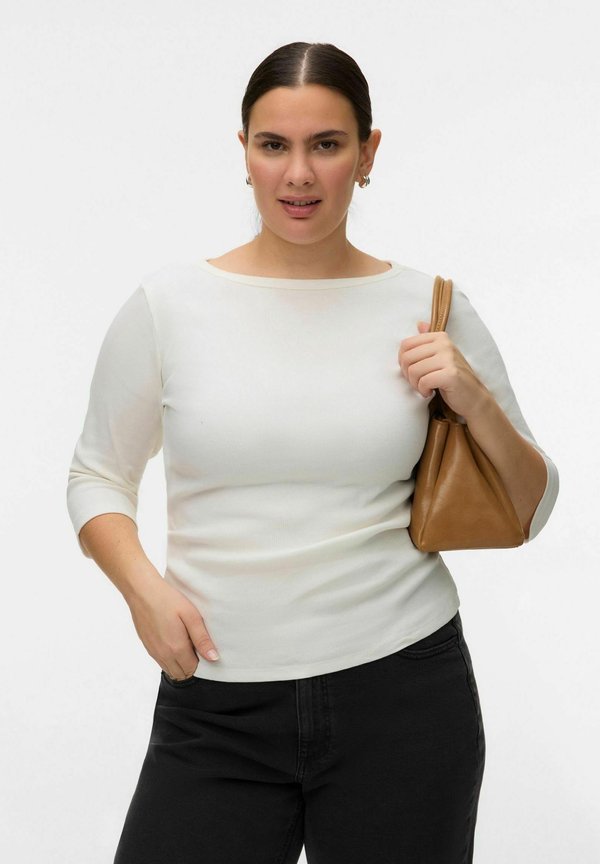 Vero Moda Curve T-SHIRT AWCTHEA TOP - Long sleeved top - snow white