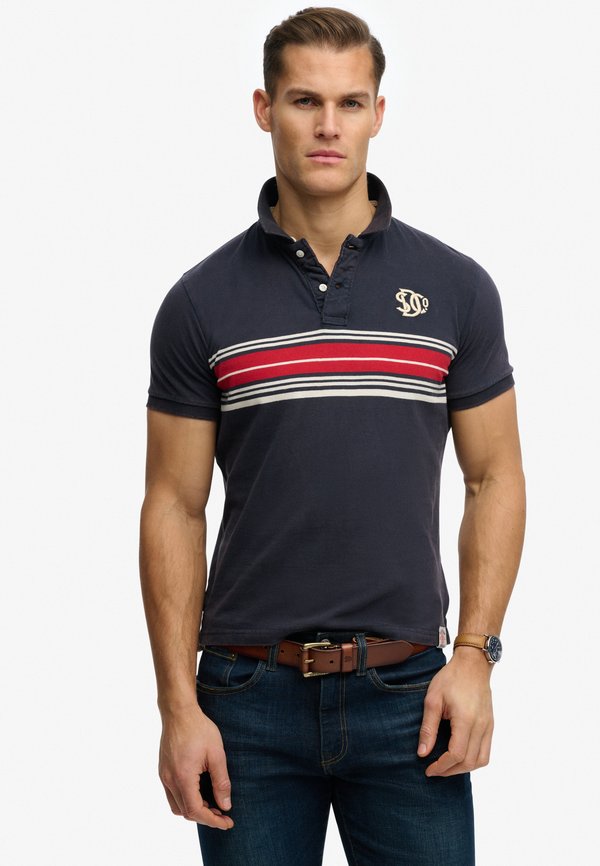 Superdry & Co VINTAGE STRIPE - Polo shirt - navy chest band stripe