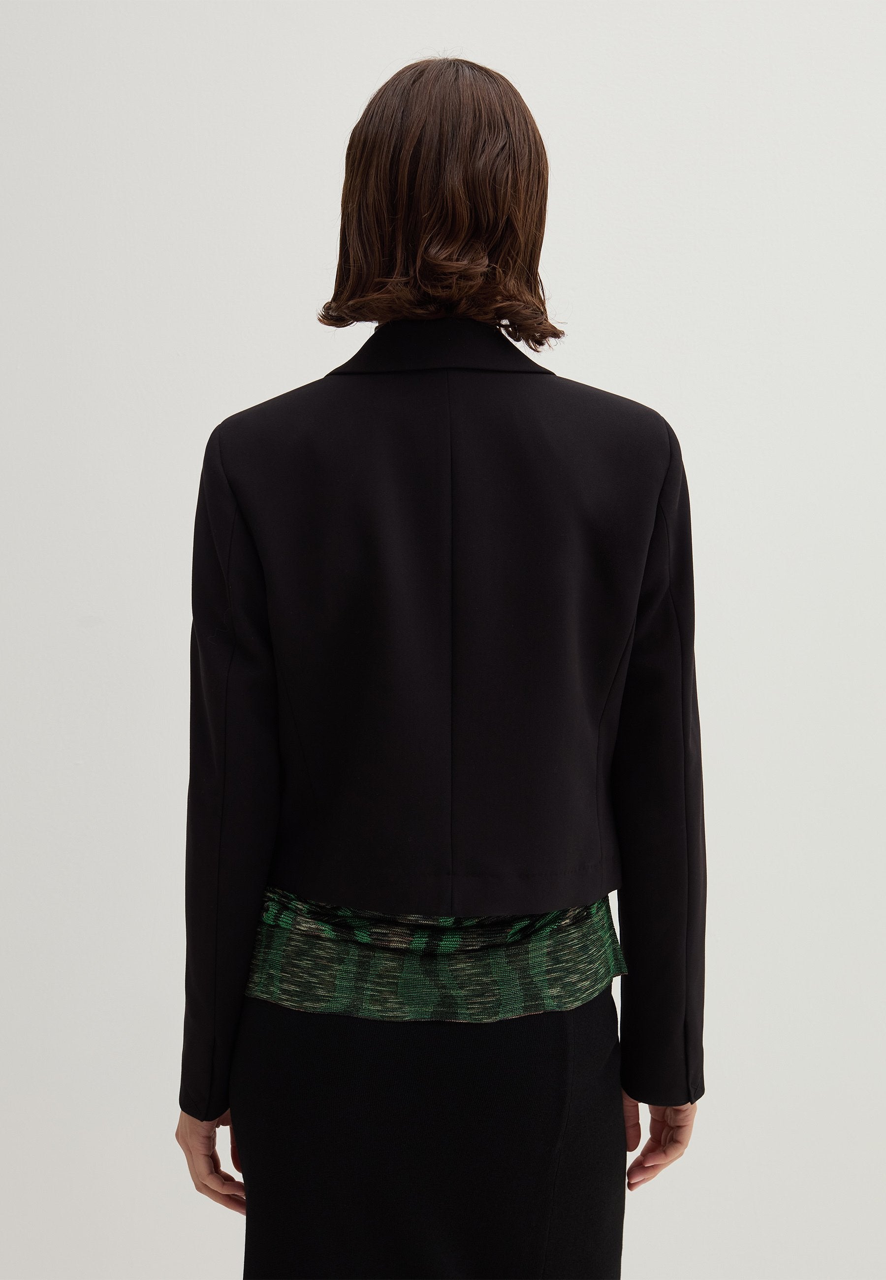 Stefanel CROPPED SINGLE-BREASTED IN LAYERED CRÊPE