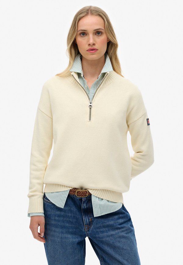 Superdry & Co SLOUCHY HALF ZIP - Jumper - natural white