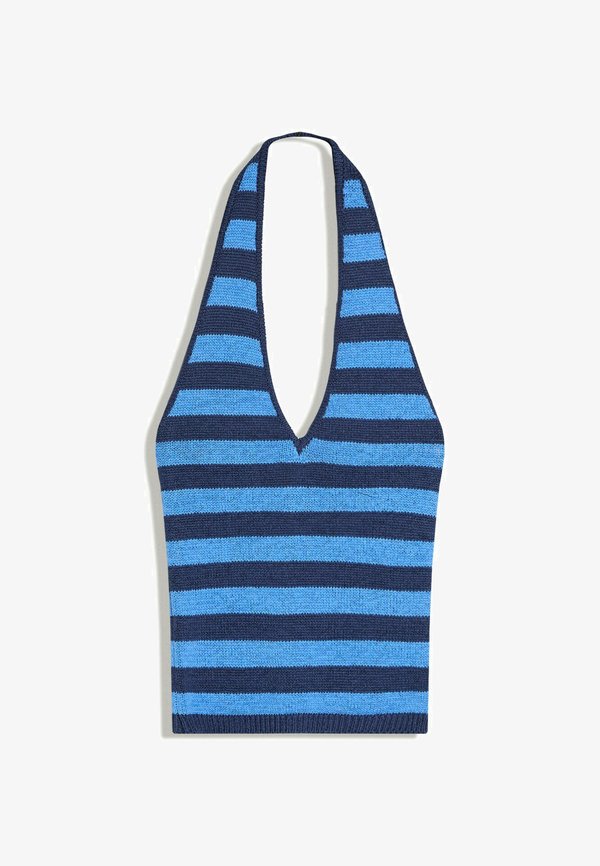 Bershka STRIPED- TOP - Top - dark blue