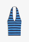 Bershka STRIPED- TOP - Top - dark blue