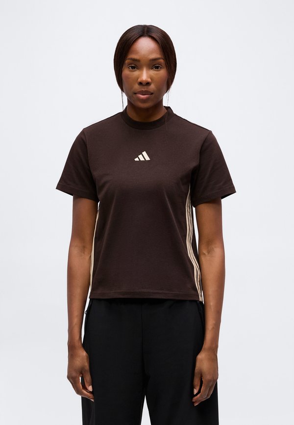 adidas Sportswear WOMEN 3 STRIPES SINGLE - Print T-shirt - aurora coffee