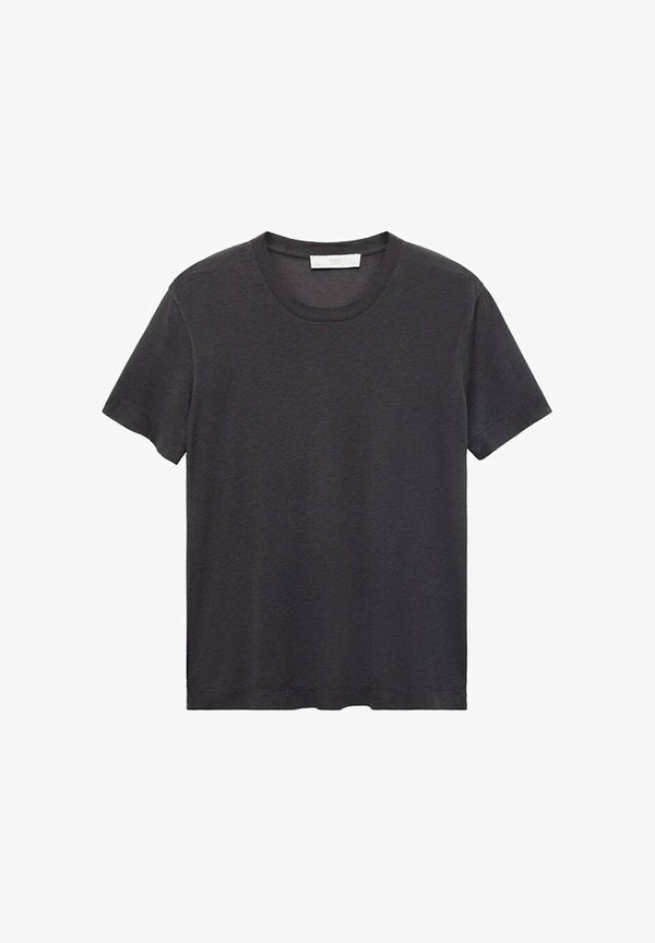 Mango SHORT-SLEEVED MICRO - Basic T-shirt - anthracite