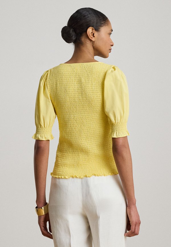Lauren Ralph Lauren SMOCKED COTTON JERSEY PUFF-SLEEVE TOP