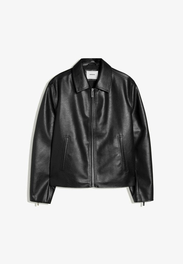 Bershka Faux leather jacket - black