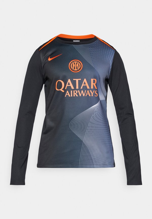 Nike Performance INTER - Long sleeved top - black/thunder blue/safety orange