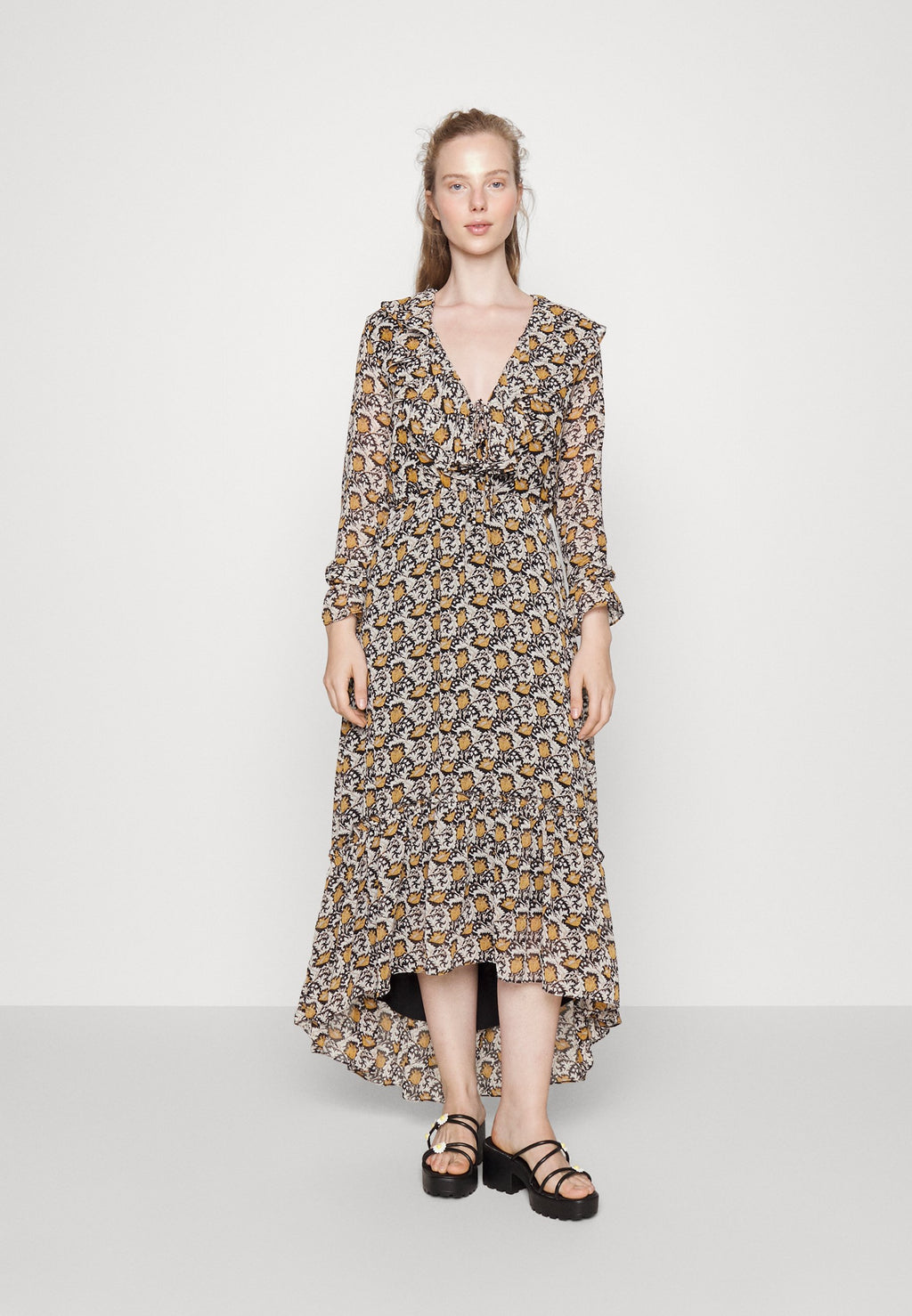Colourful Rebel PENNY PAISLEY FLOWER RUFFLE DRESS