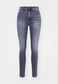 Schmale Jeans aus dunkelblauem Denim mit einem verblassten Finish. Mit hoher Taille, Fünf-Taschen-Design und Metallknopfverschluss.