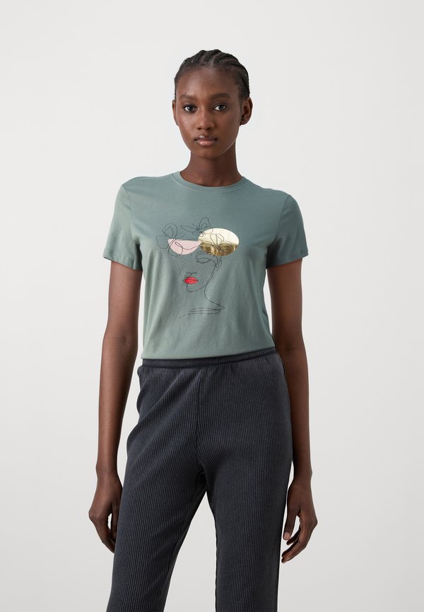 ONLY ONLKITA MIX - Print T-shirt - balsam green