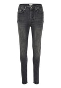 Schmale Jeans aus dunkelgrauem Denim, mit klassischem Fünf-Taschen-Design, Reißverschluss und Kontrastnähten entlang der Säume.