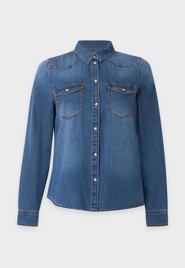 Vero Moda VMMARIA SLIM SHIRT - Button-down blouse - medium blue denim