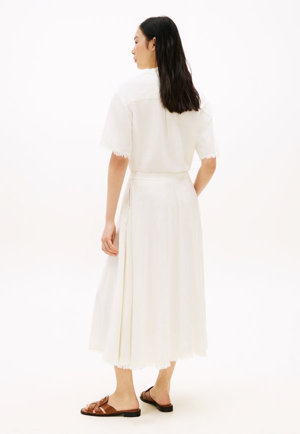 Tommy Hilfiger PLEATED LINEN BLEND MIDI A-LINE SKIRT