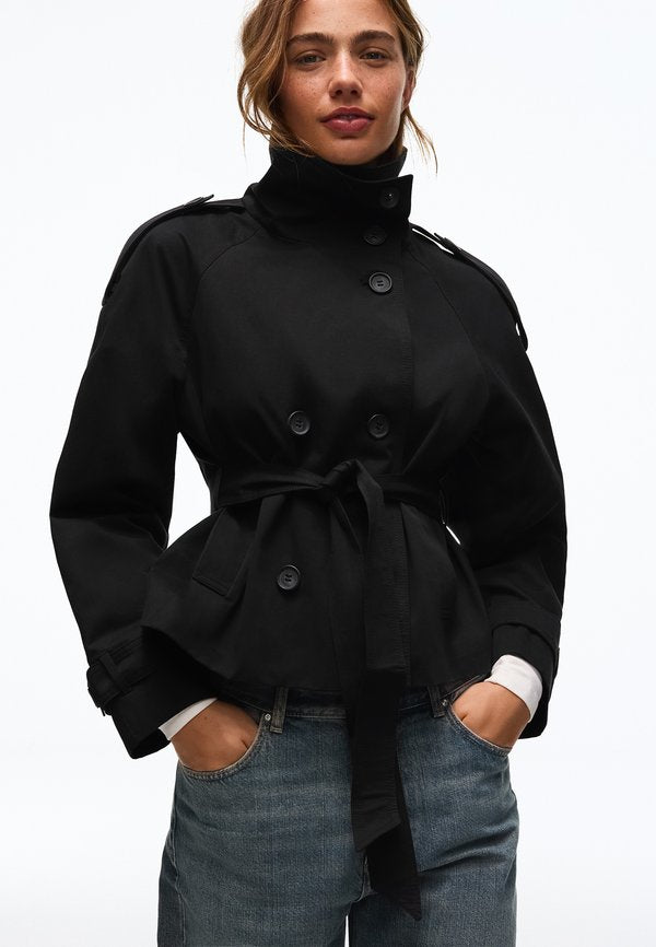 Bershka FUNNEL NECK TRENCH JACKET 00030200 - Summer jacket - black
