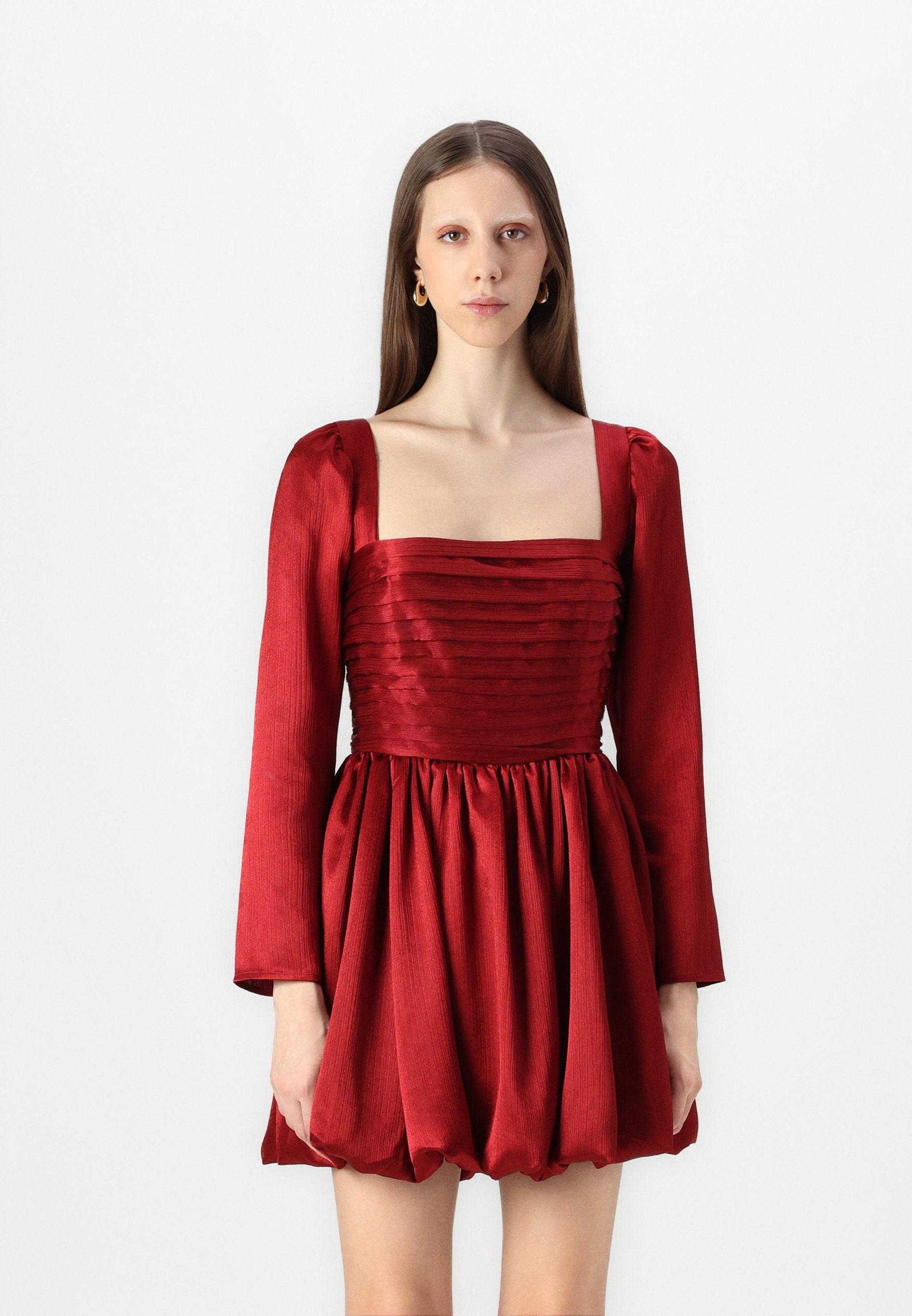 Abercrombie & Fitch The A&F Emerson Bubble Hem Satin Mini Dress
