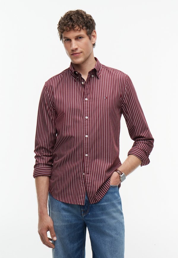 Tommy Hilfiger FLEX HAIRLINE POPLIN RF SHIRT - Shirt - deep rouge