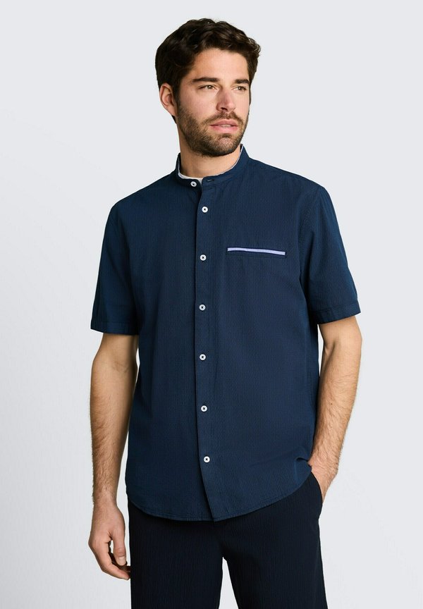 TOM TAILOR TOM TAILOR BLUSEN & SHIRTS REGULAR FIT KURZARMHEMD MIT STEHKRAGEN - Shirt - navy small stripe