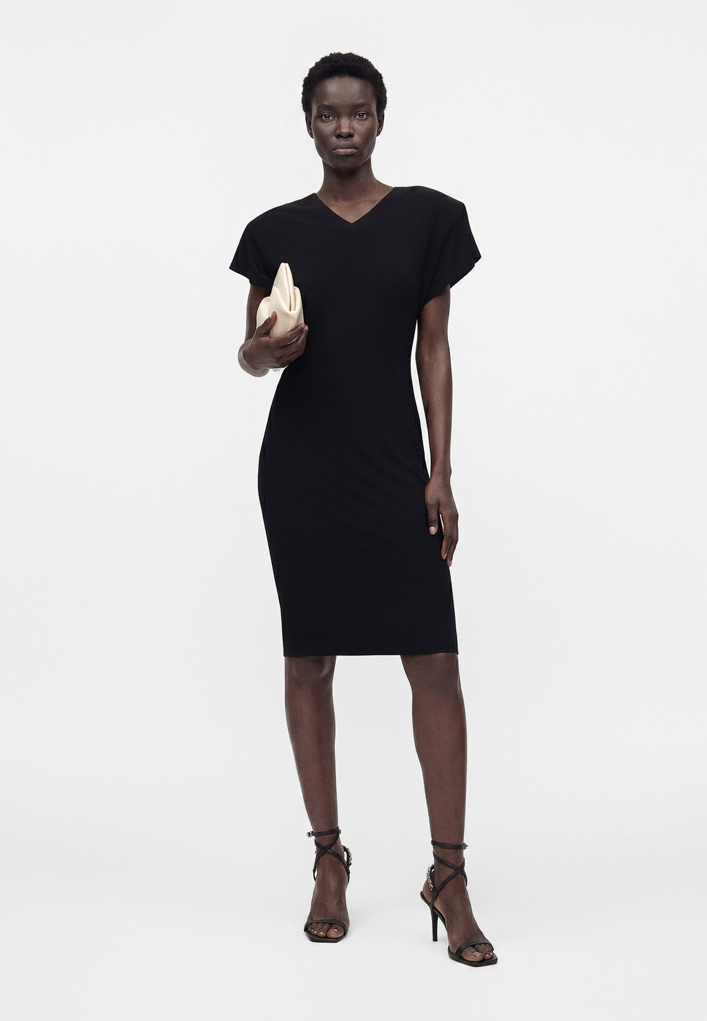 Norma Kamali SLEEVE SHOULDER PAD DRESS TO KNEE