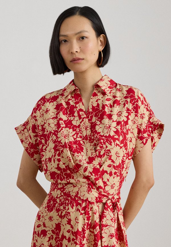 Lauren Ralph Lauren Petite FLORAL BELTED CREPE DRESS