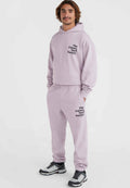 Lila Hoodie- und Sweatpants-Set mit schwarzem Aufdruck "The Future Surf Society", ausgestattet mit gerippten Bündchen und elastischem Taillenbund. Strukturiertes Material.