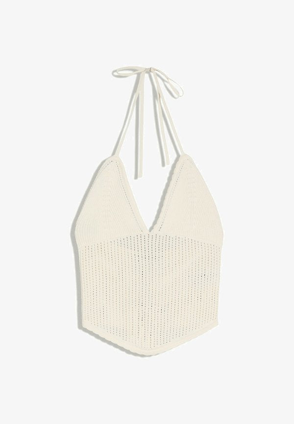 Bershka TOP WITH OPENWORK DETAIL - Blouse - beige