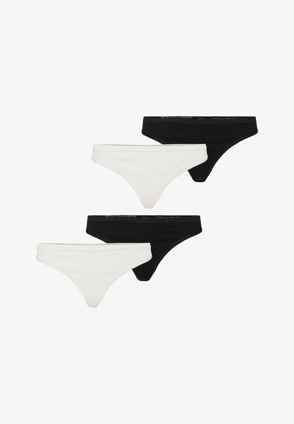 Vero Moda 4ER-PACK NAHTLOSE SLIP TANGA BASIC THONG UNTERWÄSCHE - Thong - schwarz-weiß
